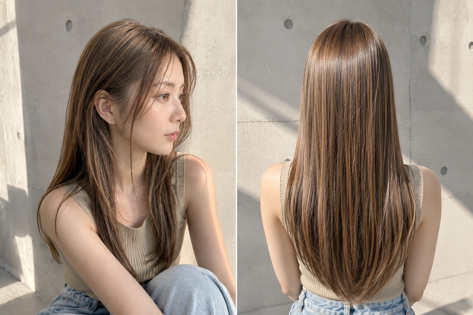 髪質改善とハイライトの艶髪ロングヘアー